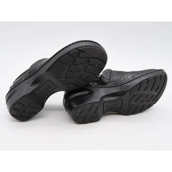 Boc Clogs Womens 6 Black Faux Leather Embossed Tooled Slip On Comfort Shoes - Picture 11 of 11